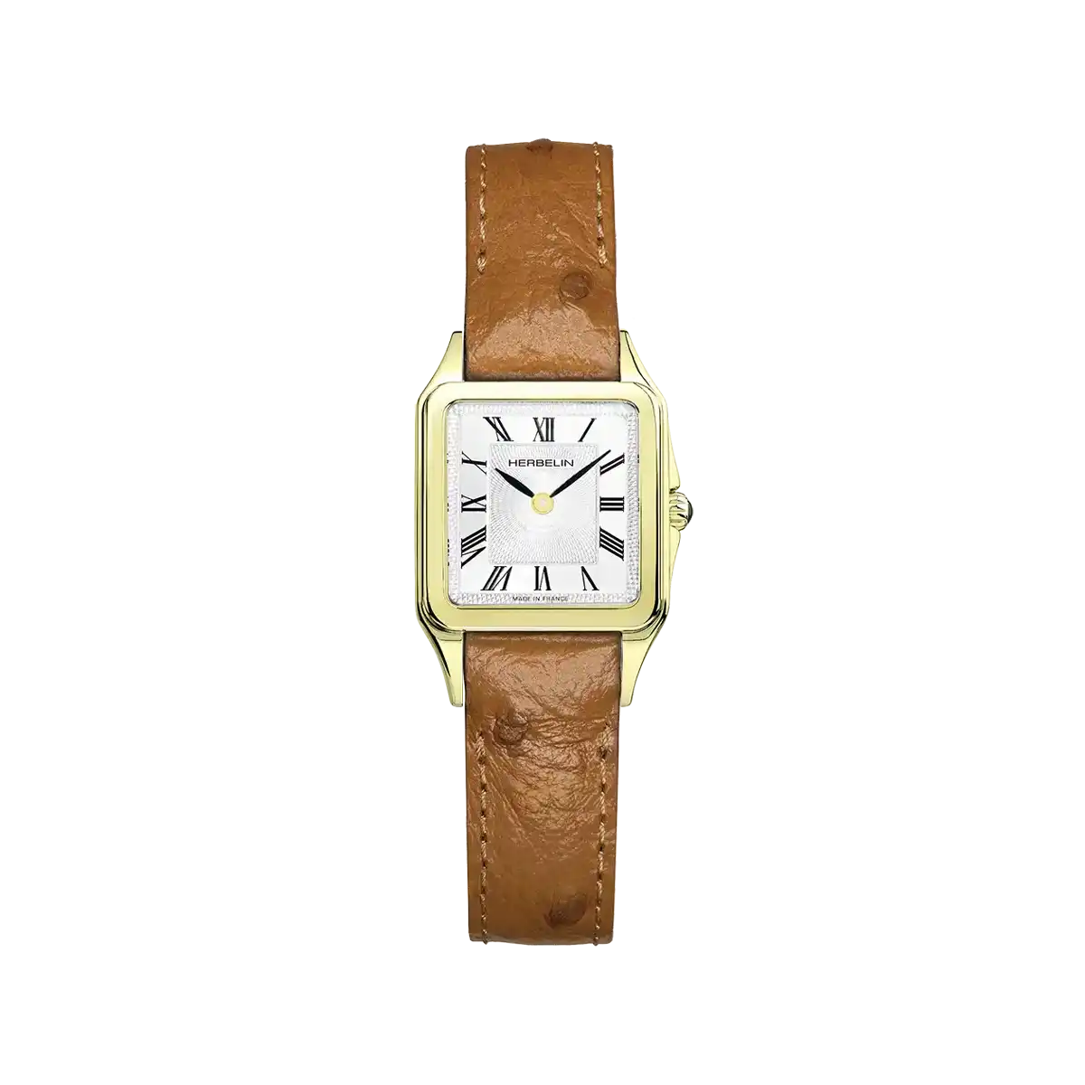 LUNA – QUARTZ – DORÉ & CUIR CAMEL