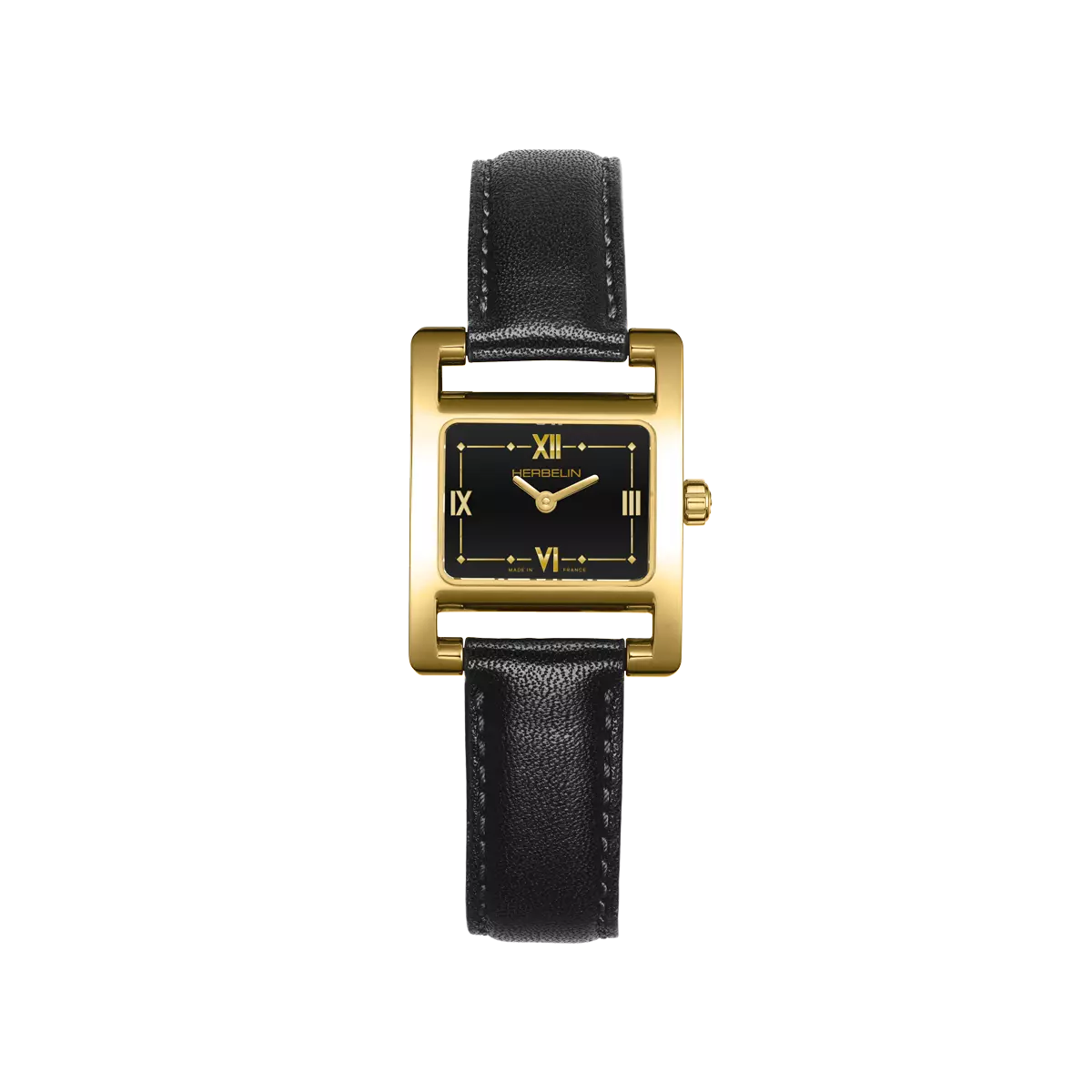 Ve AVENUE – QUARTZ – PVD OR JAUNE & CUIR NOIR