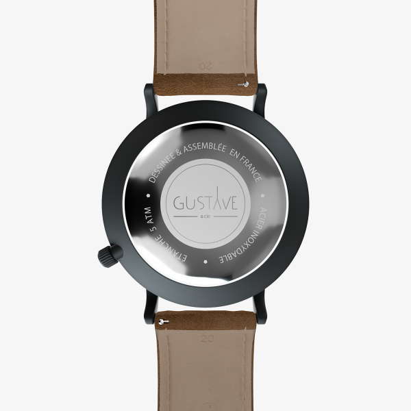 Antoine 24H Bleue - Bracelet cuir marron