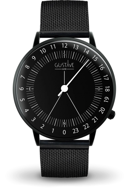 Antoine 24H noire - Bracelet Milanais noir