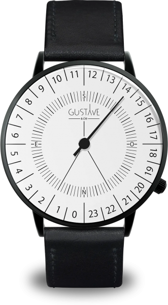 Antoine 24H blanche - Bracelet cuir noir surpiqûres
