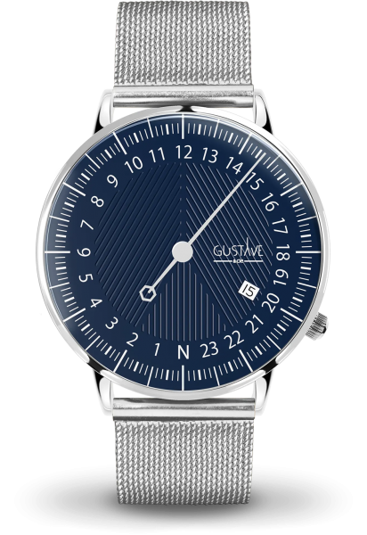 André Argent & bleu - Bracelet milanais argent