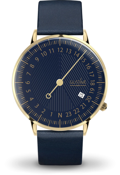 André Or & bleu - Bracelet cuir bleu
