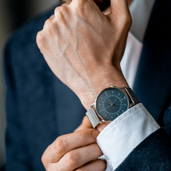 Louis Argent & bleu - Bracelet cuir bleu