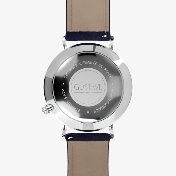Louis Argent & bleu - Bracelet cuir bleu