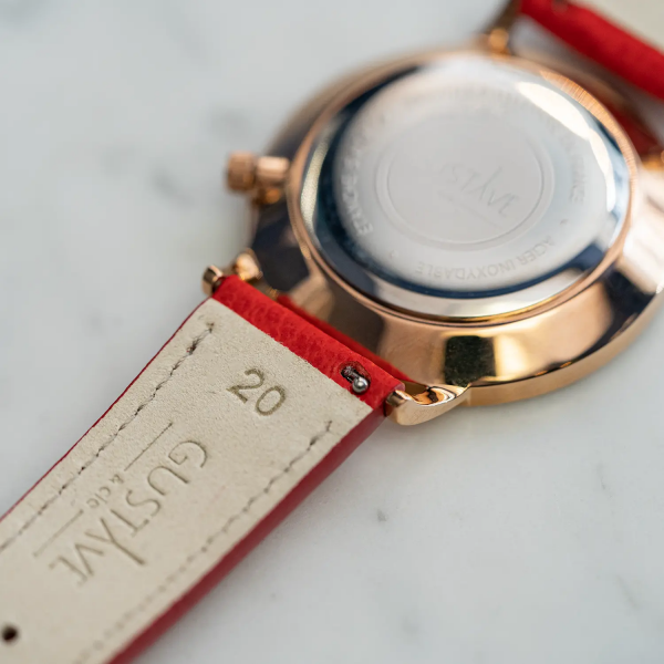 Bracelet cuir grainé corail
