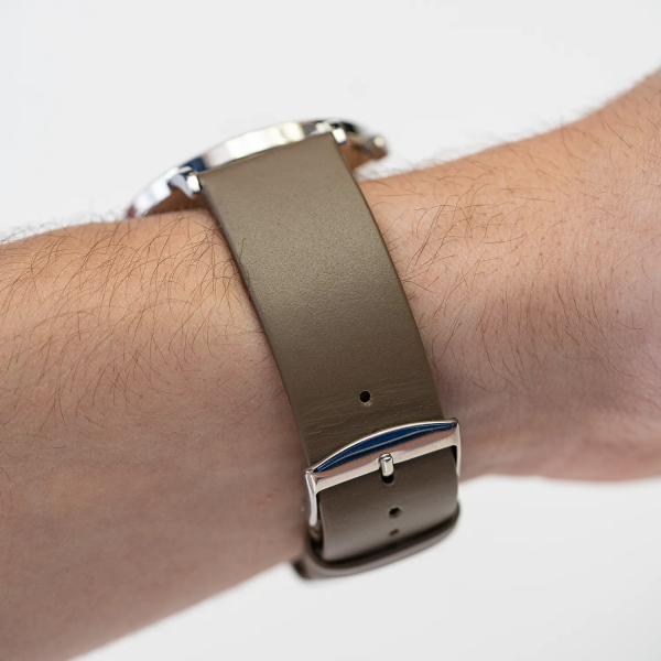 Bracelet cuir beige galet - boucle or rose