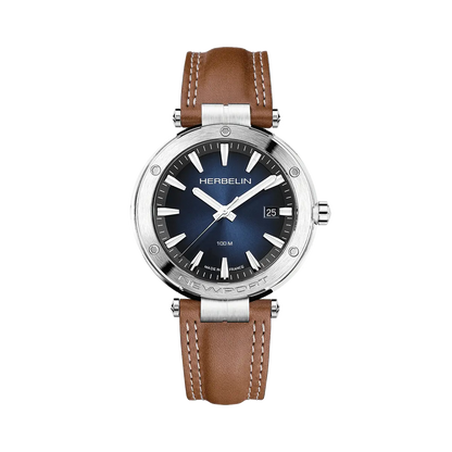 NEWPORT – QUARTZ DATE – ACIER, BLEU & CUIR
