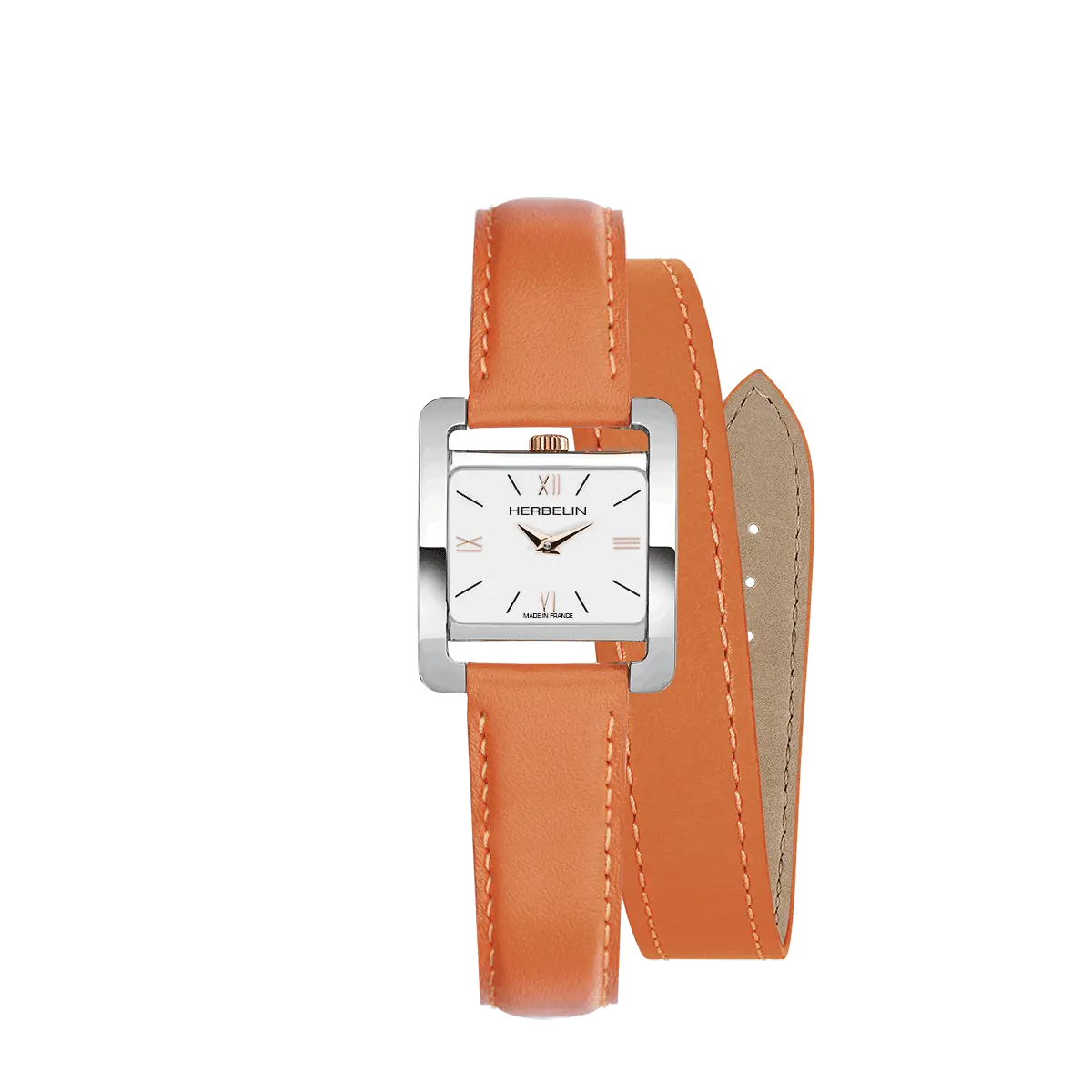 Ve AVENUE – BRACELET DOUBLE – ACIER & ORANGE