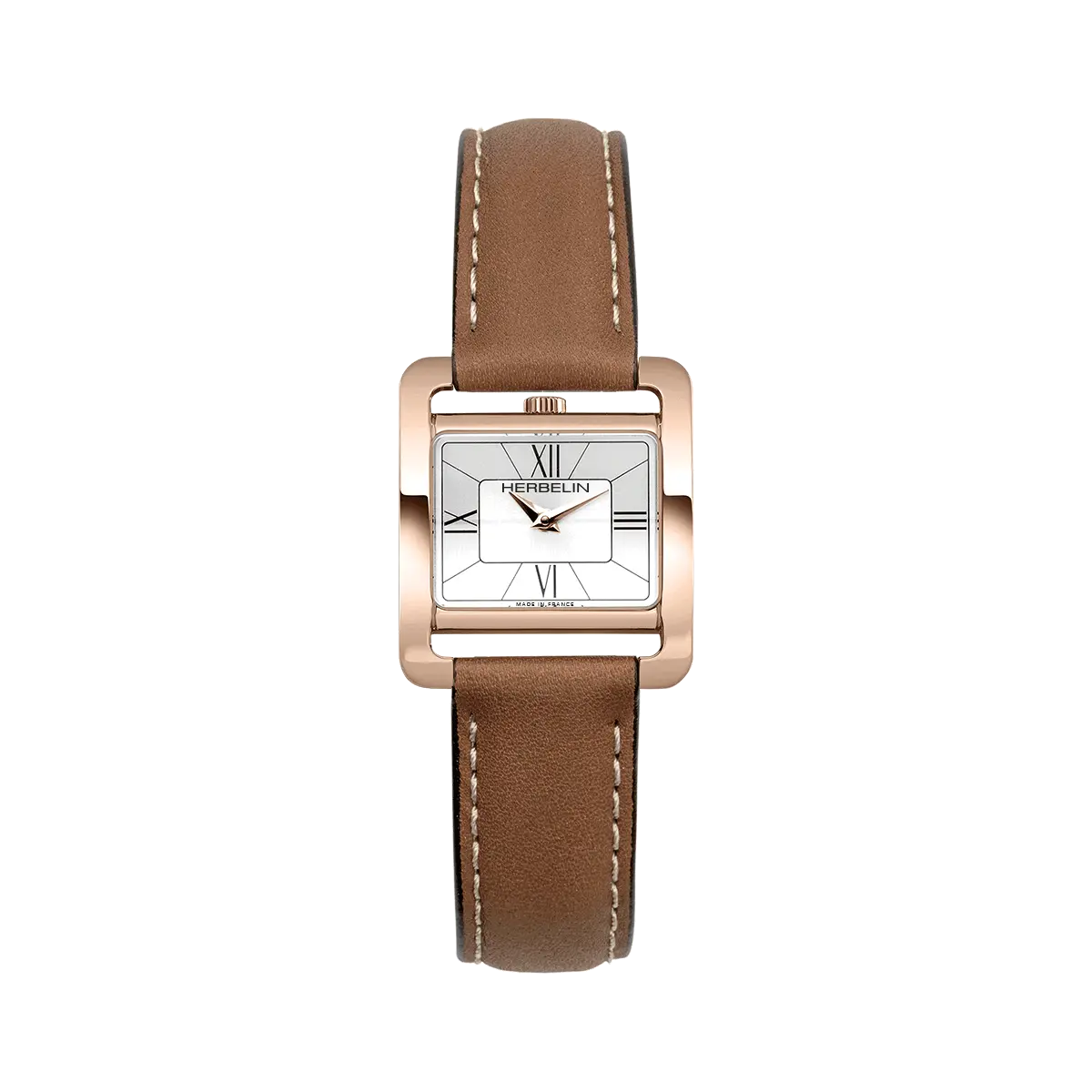 Ve AVENUE – QUARTZ – ACIER & CUIR CAMEL
