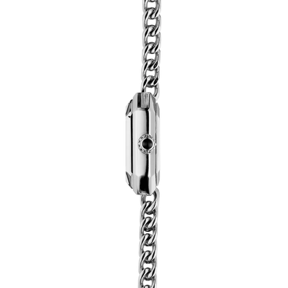 OCTOGÔNE – QUARTZ CARRÉ – ACIER & NACRE NOIRE