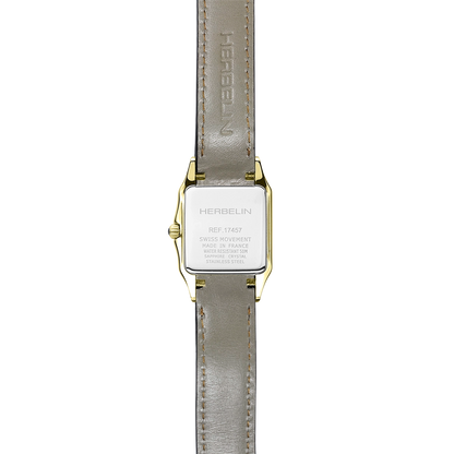 LUNA – QUARTZ – DORÉ & CUIR CAMEL