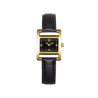 Ve AVENUE – QUARTZ – PVD OR JAUNE & CUIR NOIR