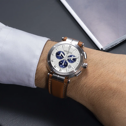 NEWPORT – CHRONOGRAPHE – ACIER & CUIR CAMEL