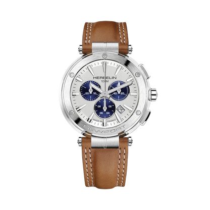 NEWPORT – CHRONOGRAPHE – ACIER & CUIR CAMEL