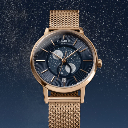 Charlie SULLY Phase de lune Doré rose & bleu