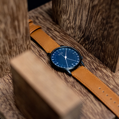 Antoine 24H Bleue - Bracelet cuir marron
