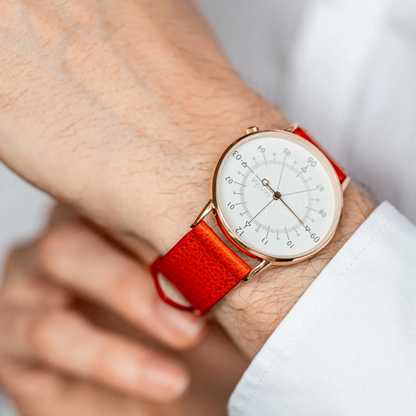 Louis Or rose & blanc - Bracelet cuir rose pâle bombé